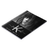 Diary foto black white monogram script notitieboek (Linkerzijde)