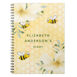 Diary happy beien yellow floral college oordeelde notitieboek