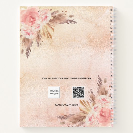 Diary pampas roos gold florals name 2023 notitieboek (Achterkant)