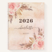 Diary pampas roos gold florals name 2023 notitieboek (Voorkant)