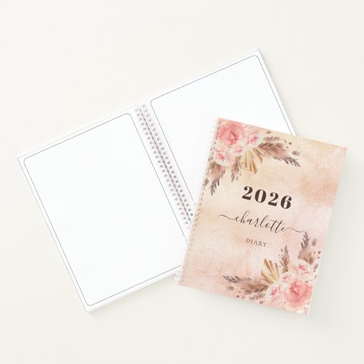 Diary pampas roos gold florals name 2023 notitieboek (Binnen)