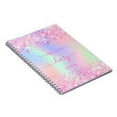 Diary roze glitter holographic unicorn name notitieboek (Rechterzijde)