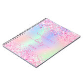 Diary roze glitter holographic unicorn name notitieboek (Linkerzijde)
