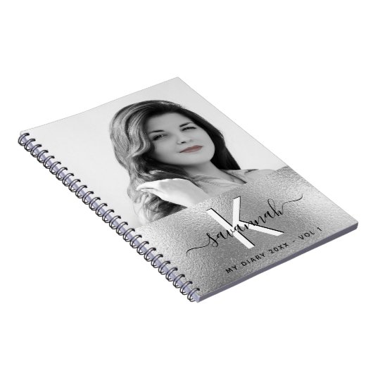 Diary Silver aangepaste fotoscript monogram Notitieboek (Rechterzijde)