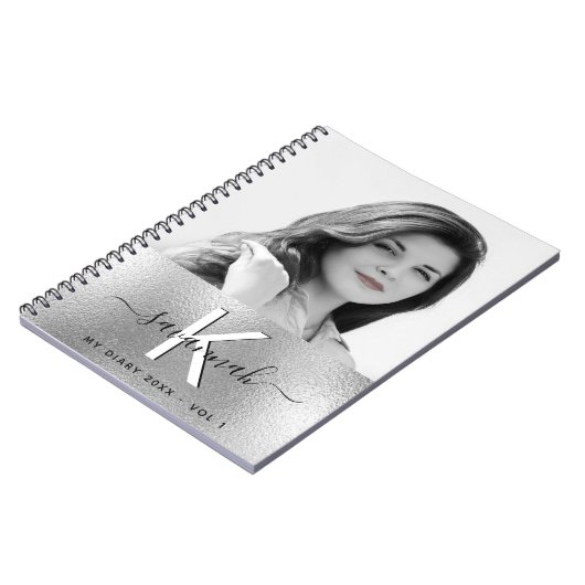 Diary Silver aangepaste fotoscript monogram Notitieboek (Linkerzijde)