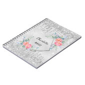 Diary Silver floral glitter blush roze naam Notitieboek (Linkerzijde)