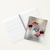 Diary Silver Goud Foral Burgundy monogram Notitieboek (Binnen)