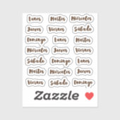 Dias de la semana tiny latte sticker (Vel)