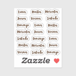 Dias de la semana tiny latte sticker
