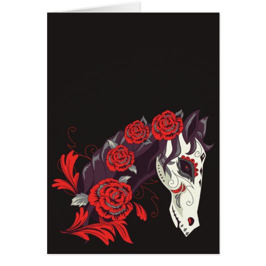 Dias de los Muertos Horse Skull met Rozen (Voorkant)