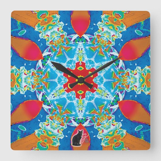 Diatome Kaleidoscoop Vierkante Klok (Voorkant)