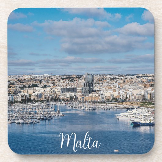 Diavoorhaven met moderne gebouwen en boten bier onderzetter (Voorkant)