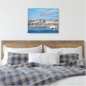 Diavoorhaven met moderne gebouwen en boten canvas afdruk (Insitu (Slaapkamer))