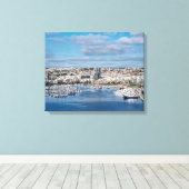 Diavoorhaven met moderne gebouwen en boten canvas afdruk (Insitu (Houten vloer))