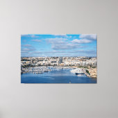 Diavoorhaven met moderne gebouwen en boten canvas afdruk (Voorkant)