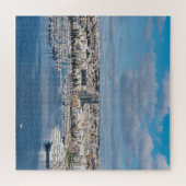 Diavoorhaven met moderne gebouwen en boten legpuzzel (Horizontaal)