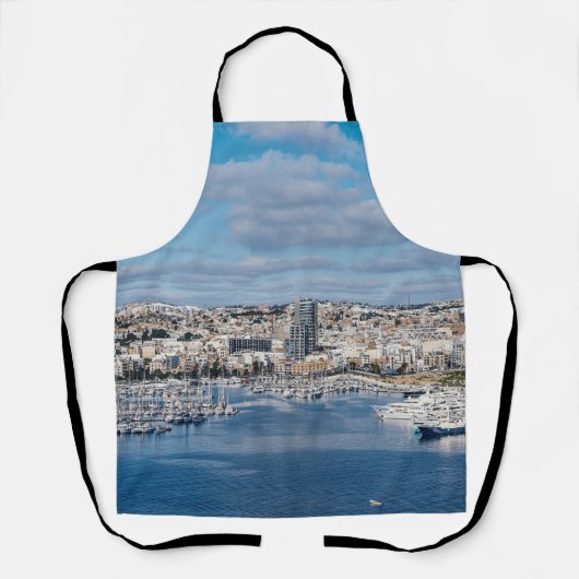 Diavoorhaven met moderne gebouwen en boten schort (Voorkant)