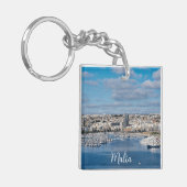 Diavoorhaven met moderne gebouwen en boten sleutelhanger (Voorkant Links)