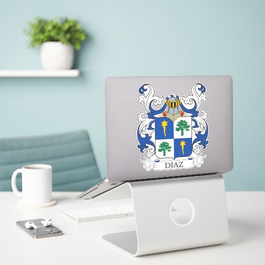 Diaz Family Crest Sticker (Laptop op bureau)