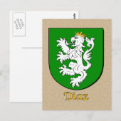 Diaz Family Heraldic Shield Briefkaart (Voorkant / Achterkant)