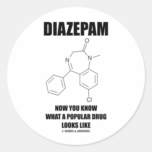 Diazepam Nu weet je hoe populaire drug eruit ziet Ronde Sticker (Voorkant)