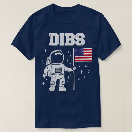 Dibs Moon Astronaut US American Flag T-shirt (Design voorkant)