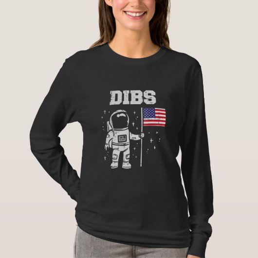 Dibs moon Astronaut vs Amerikaanse vlag op 4 juni  T-shirt (Voorkant)