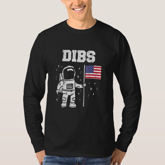 Dibs moon Astronaut vs Amerikaanse vlag op 4 juni  T-shirt (Voorkant)
