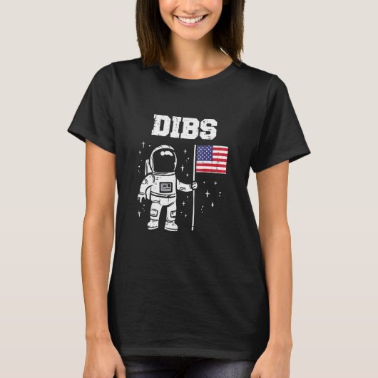 Dibs moon Astronaut vs Amerikaanse vlag op 4 juni  T-shirt (Voorkant)