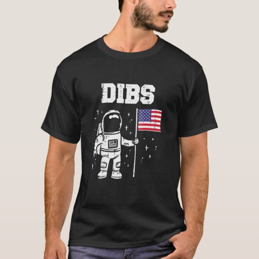 Dibs moon Astronaut vs Amerikaanse vlag op 4 juni  T-shirt (Voorkant)