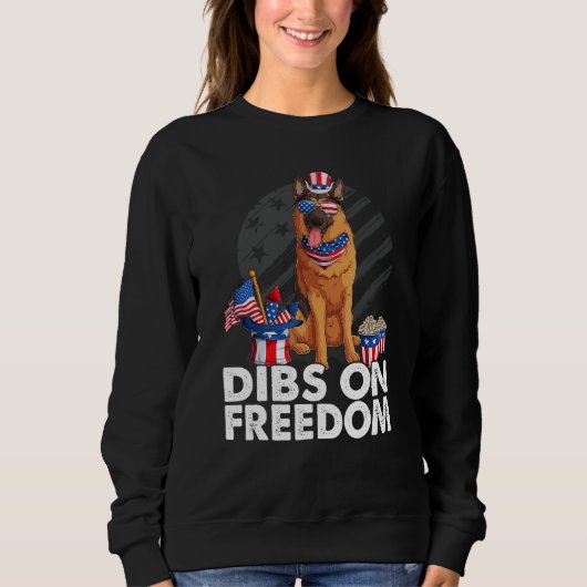 Dibs on Freedom Duitse herder 4 juli VS Vlag Trui (Voorkant)