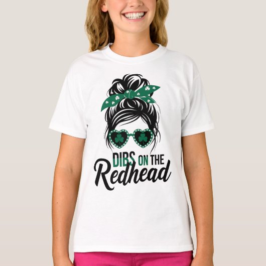 Dibs op de Redhead Irish Green voor meisje T-shirt (Voorkant)