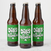 Dibs Op De Roodharige Funny St. Patrick's Dag Bier Etiket (Flessen)