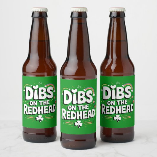 Dibs Op De Roodharige Funny St. Patrick's Dag Bier Etiket (Flessen)