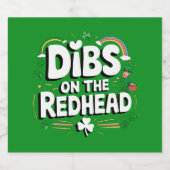 Dibs Op De Roodharige Funny St. Patrick's Dag Bier Etiket (Enkel label)