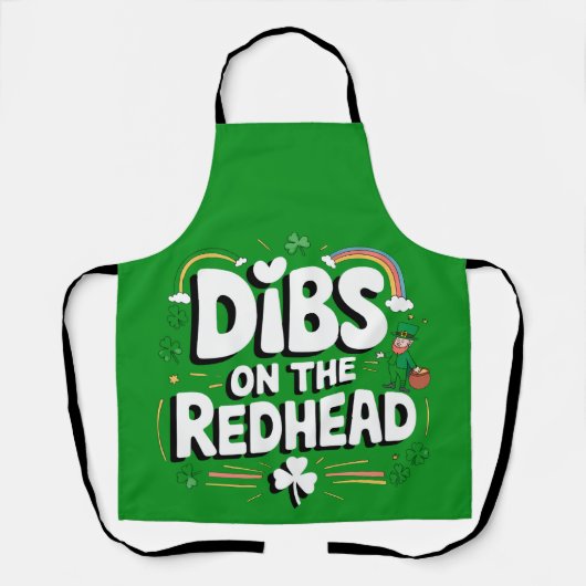 Dibs Op De Roodharige Funny St. Patrick's Dag Schort (Voorkant)