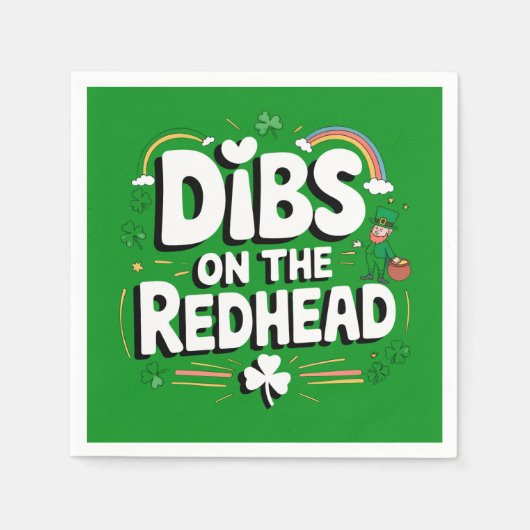 Dibs Op De Roodharige Grappige St. Patrick's Dag Servet (Voorkant)