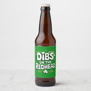 Dibs op de roodharige St Patrick's Day Bier Etiket