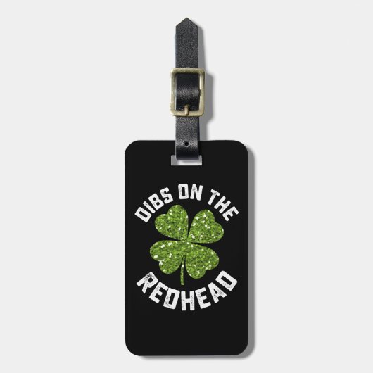 Dibs op de roodharige St Patrick's Day Shamrock Bagagelabel (Voorkant verticaal)