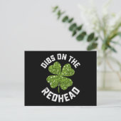 Dibs op de roodharige St Patrick's Day Shamrock Briefkaart (Staand voorkant)