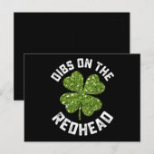 Dibs op de roodharige St Patrick's Day Shamrock Briefkaart (Voorkant / Achterkant)