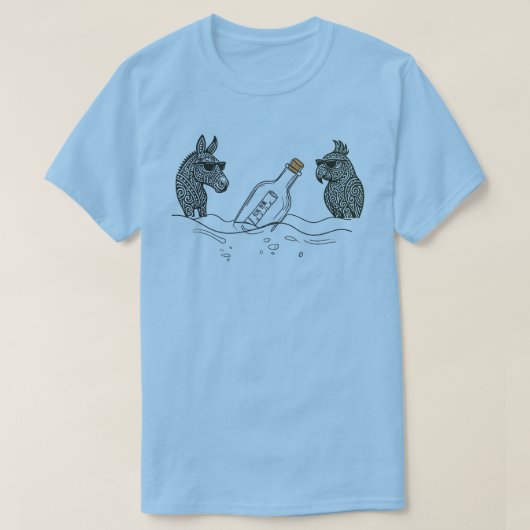 Dibs & Parrot met een drankfles T-Shirt (Design voorkant)