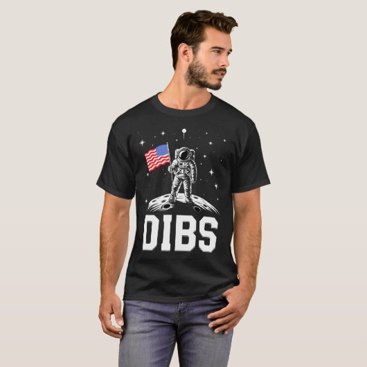 Dibs Patriottische Amerikaanse maanlanding T-shirt (Voorkant volledig)