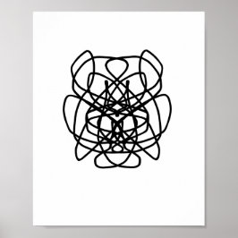 Dibujo de arte de líneas abstractas angry dog poster