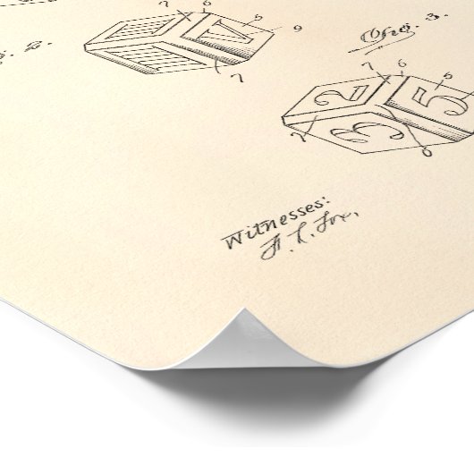 Dice 1925 Patent Art Old Peper Poster (Hoek)