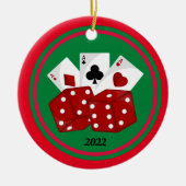 Dice and Cards Casino-kerstsieraden Keramisch Ornament (Voorkant)