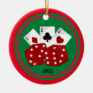 Dice and Cards Casino-kerstsieraden Keramisch Ornament