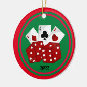 Dice and Cards Casino-kerstsieraden Keramisch Ornament (Links)