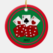 Dice and Cards Casino-kerstsieraden Keramisch Ornament (Achterkant)
