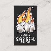 Dice and Flames Tattoo Shop Bold Visitekaartje (Voorkant)